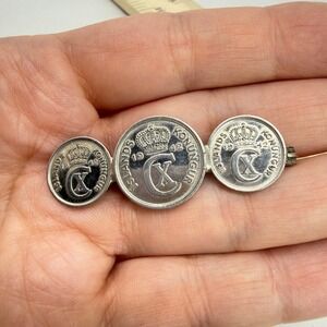 Vintage 1942 Iceland Coin Brooch Christian X Konungur Islands 25 10 Aurar Pin